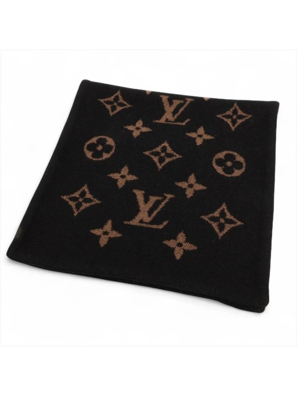 Louis Vuitton Monogram Cashmere Blanket Shawl Black Brown Scarf